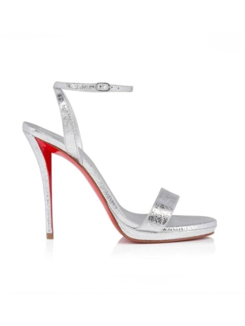 $1195 Christian Louboutin MISS Z SANDAL QUEEN 120 Ankle Strap Heels Silver 38.5